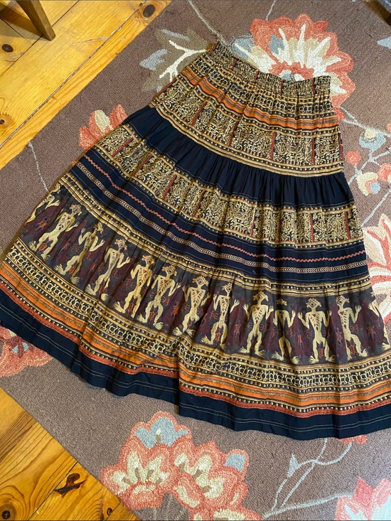Rene Derhy Dresses & Skirts - Vintage Rene Derhy Indian Tribal Print Tiered Rayon Maxi Skirt